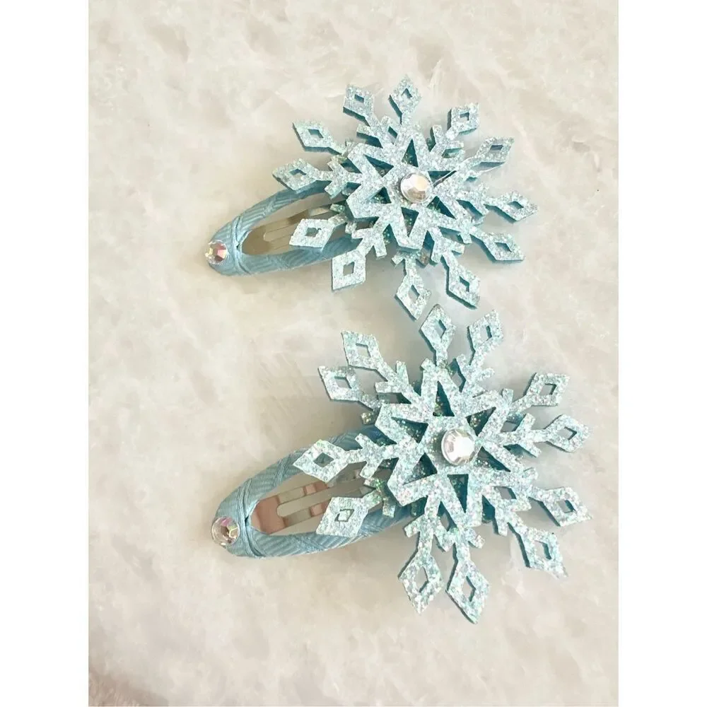 Light blue rhinestone sparkly hair clips